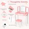 Kids Vanity Princess Makeup Dressing Table Chair Set with Tri-folding Mirror